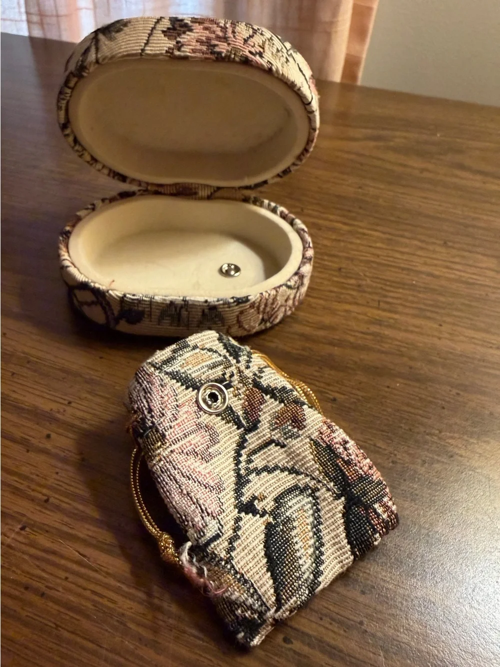 Tapestry Trinket Box with Matching Pouch